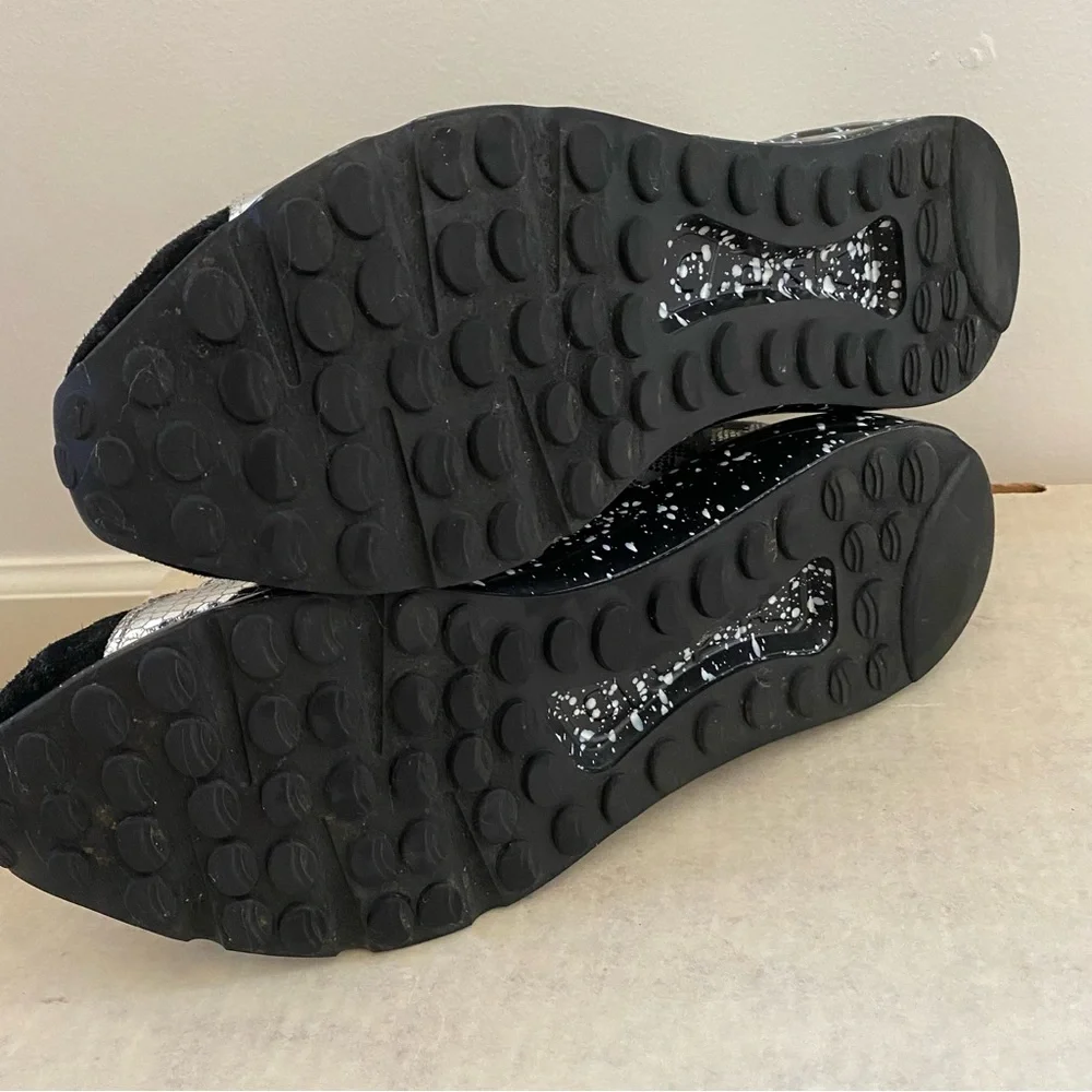 Steve Madden Men's Ridge Black & Silver Leather Sneakers Size 10M